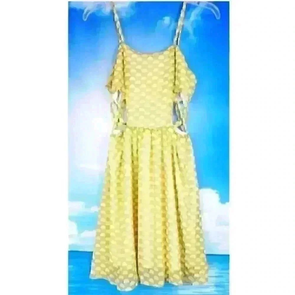 RACHAEL & CHLOE Womans YELLOW Juniors Summer SUN Dress BUTTERFLY Print size Sm - Picture 2 of 6